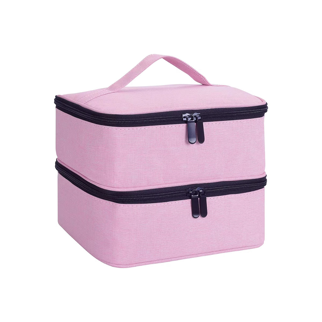 Nail Polish Organizer, Handheld Double-Layer Cosmetic Storage Tote Bag for Nail Lovers, Can Store Nail Tools, Nail Polish Gel, D