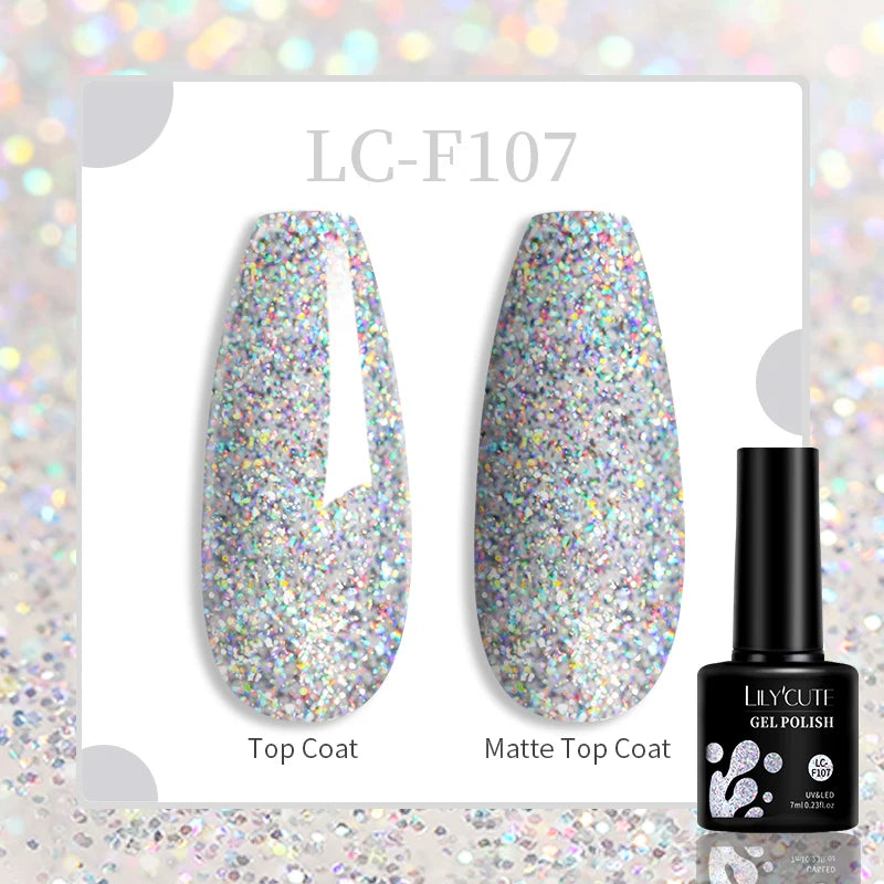 184 Colors 7ML Gel Nail Polish Purple Glitter Sequins Manicure Base Matte Top Coat Soak off LED UV Nail Art Gel Varnish