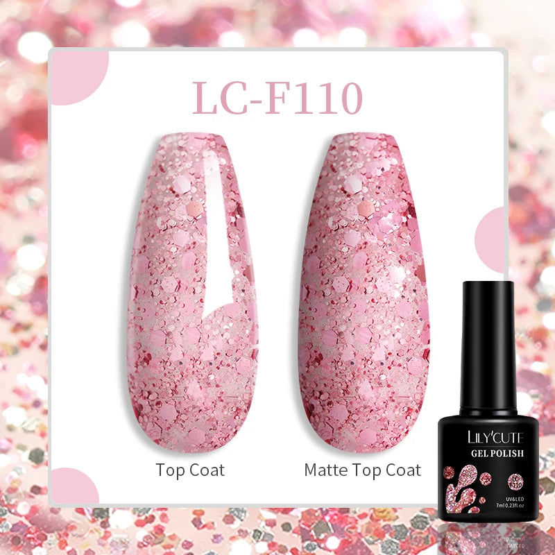 184 Colors 7ML Gel Nail Polish Purple Glitter Sequins Manicure Base Matte Top Coat Soak off LED UV Nail Art Gel Varnish