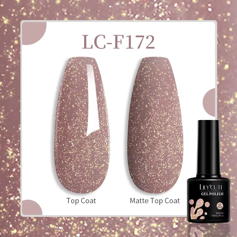 184 Colors 7ML Gel Nail Polish Purple Glitter Sequins Manicure Base Matte Top Coat Soak off LED UV Nail Art Gel Varnish