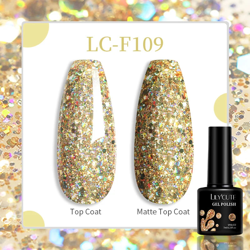 184 Colors 7ML Gel Nail Polish Purple Glitter Sequins Manicure Base Matte Top Coat Soak off LED UV Nail Art Gel Varnish