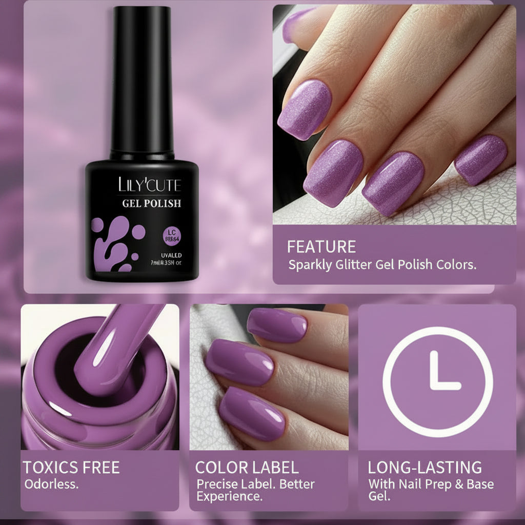 184 Colors 7ML Gel Nail Polish Purple Glitter Sequins Manicure Base Matte Top Coat Soak off LED UV Nail Art Gel Varnish