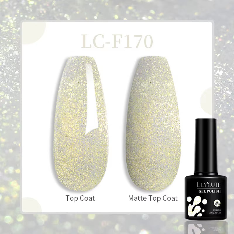 184 Colors 7ML Gel Nail Polish Purple Glitter Sequins Manicure Base Matte Top Coat Soak off LED UV Nail Art Gel Varnish