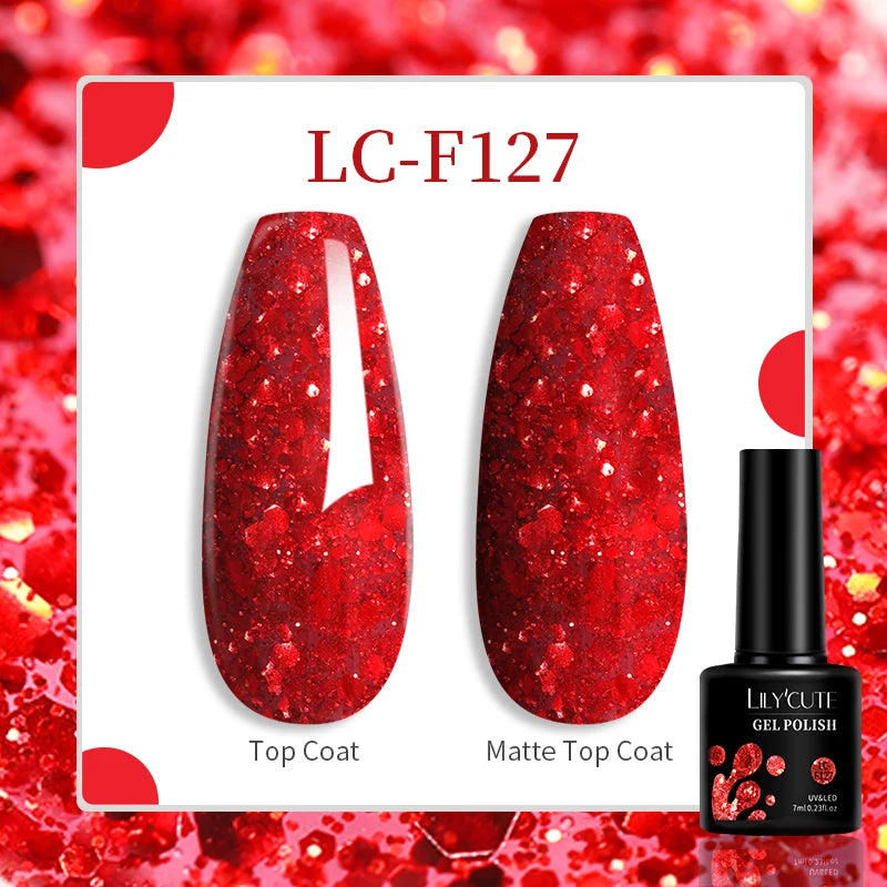 184 Colors 7ML Gel Nail Polish Purple Glitter Sequins Manicure Base Matte Top Coat Soak off LED UV Nail Art Gel Varnish